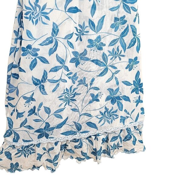 Vintage Eberjey Made in USA Y2K Sheer Blue Floral Mini Cami Dress - Picture 2 of 7